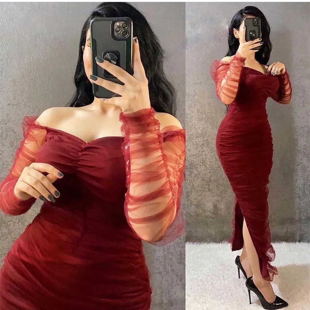 Sexy Sheath Off Shoulder Evening Gown Prom Party Dresses fg6385 - View 2 | VelvetHem