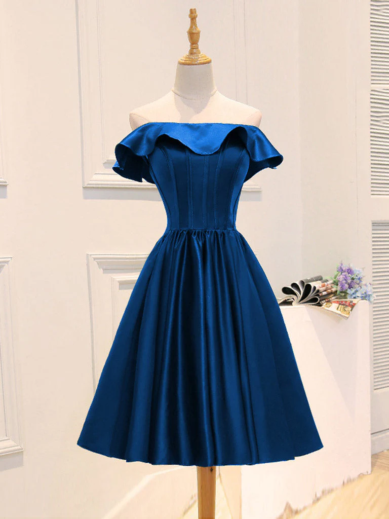 A-Line Satin Short Prom Dress, Homecoming Dress fg6414 - View 6 | VelvetHem