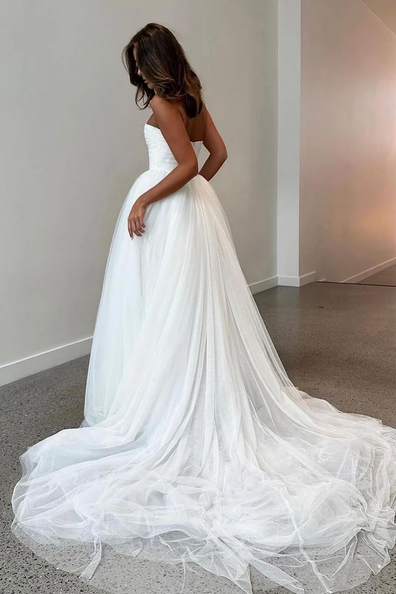 Elegant Boho Tulle Wedding Dress with Strapless Bodice fg6393 - View 2 | VelvetHem