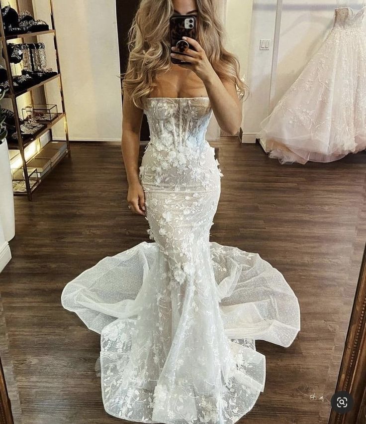 Charming Strapless Mermaid Princess Beach Vintage Long Wedding Dresses, Bridal Gown fg6958 - VelvetHem
