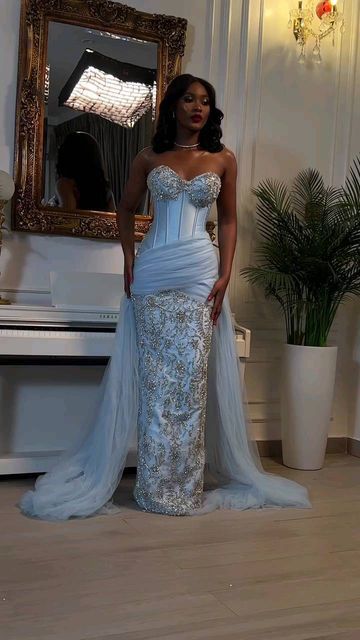 Blue Memraid Strapless Evening Dress Long Formal Gown fg6959 - View 2 | VelvetHem