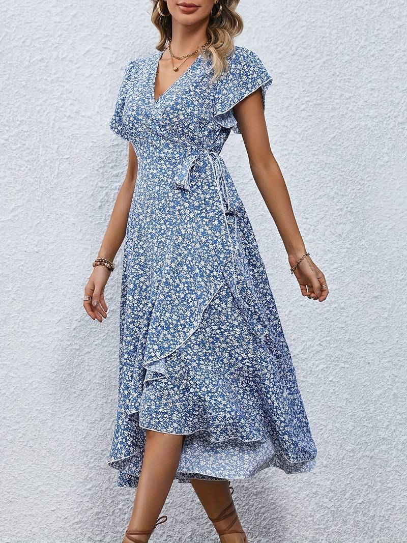 Zoraida Effortless Floral Wrap Dress Statement Occasion Edit