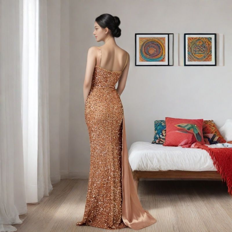 Backless Sequin Mermaid Prom Dress