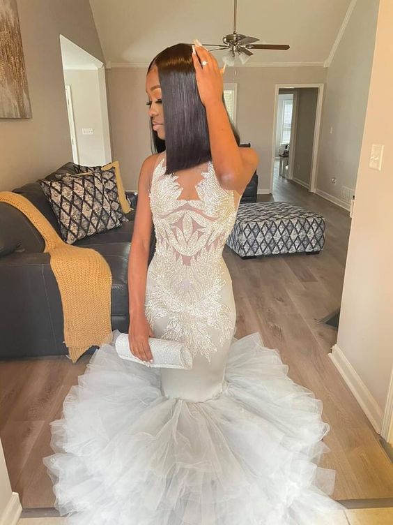 Mermaid Long Prom Dress Custom Made Charming Evening Dress - View 2 | VelvetHem