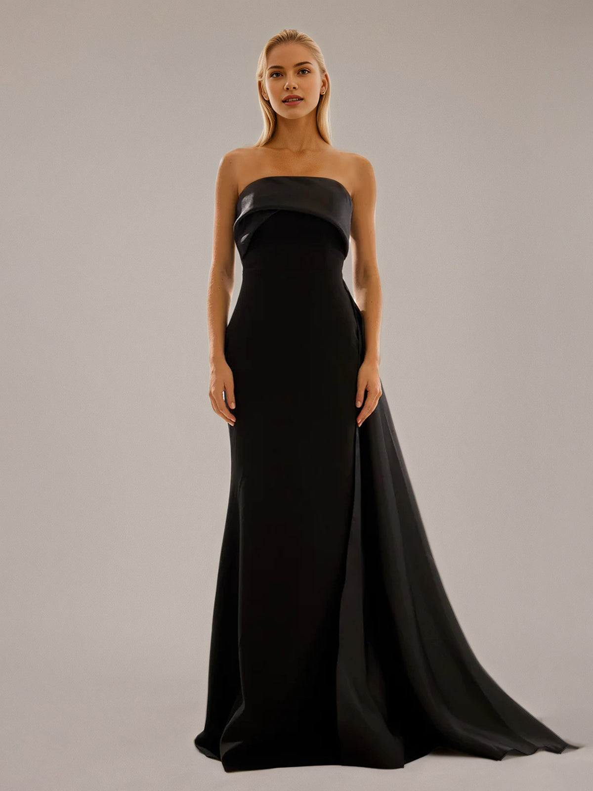 Black Sheath/Column Stretch Crepe Off The Shoulder Sleeveless Floor Length Dresses - VelvetHem