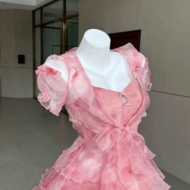 Cute a line Pink Tulle Homecoming Dress Party Dress fg6261 - View 3 | VelvetHem