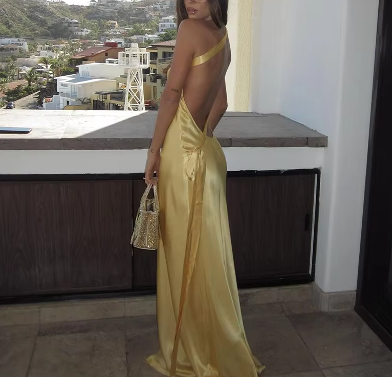 Sexy Backless Stain Dress Women Elegant Sleeveless Maxi Dresses 2025 Evening Dresses fg6701 - View 4 | VelvetHem