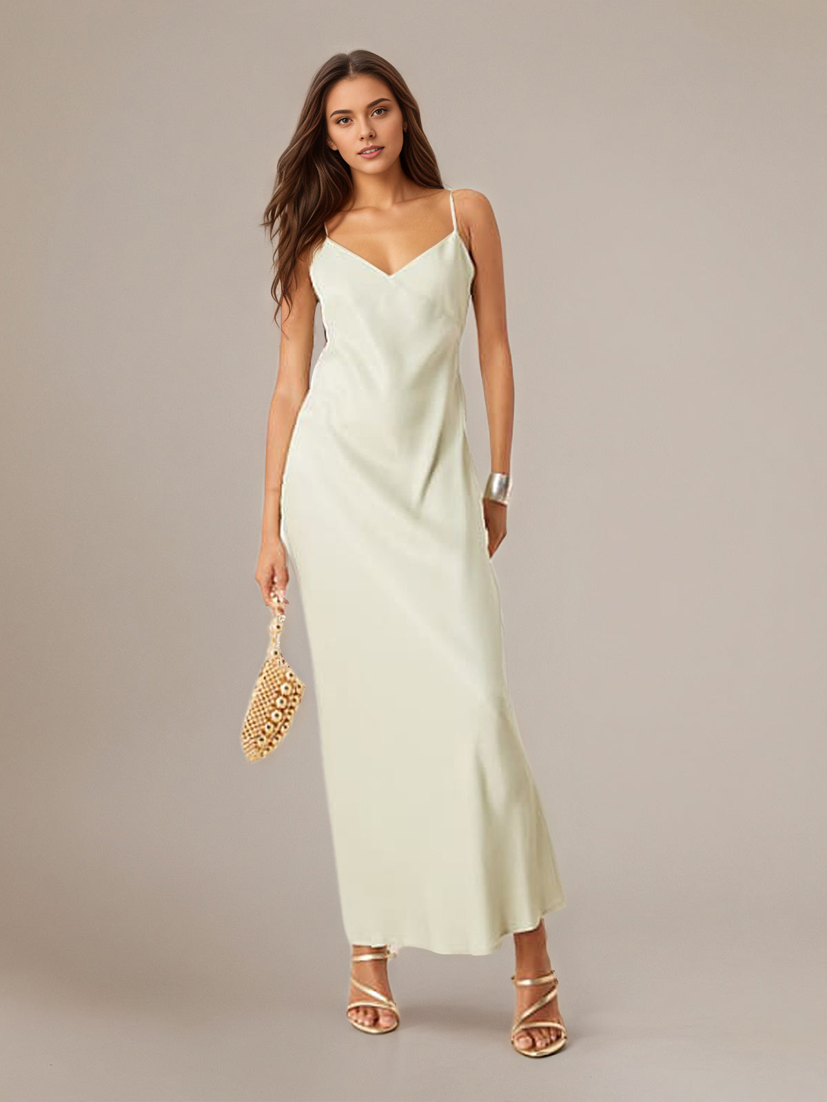 Sheath/Column Chiffon Spaghetti Straps Sleeveless Floor Length Dresses - VelvetHem