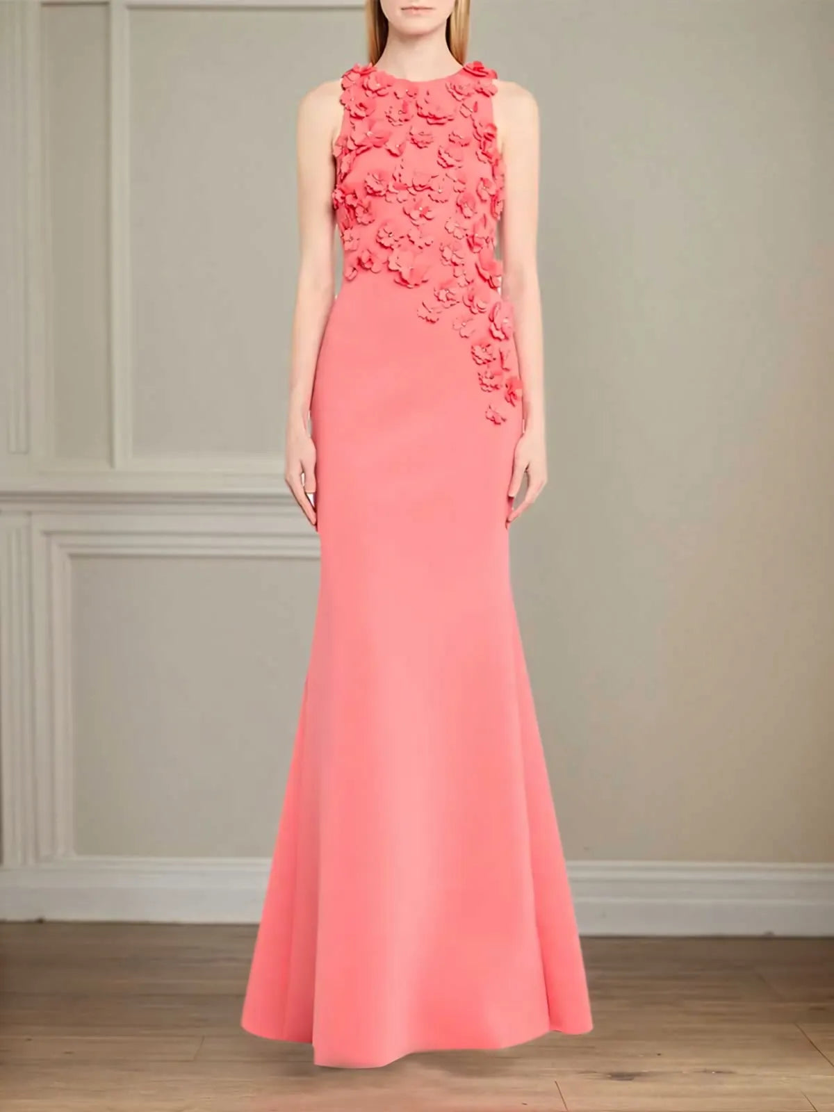 Trumpet/Mermaid Stretch Crepe Scoop Neck Sleeveless Floor Length Dress - VelvetHem
