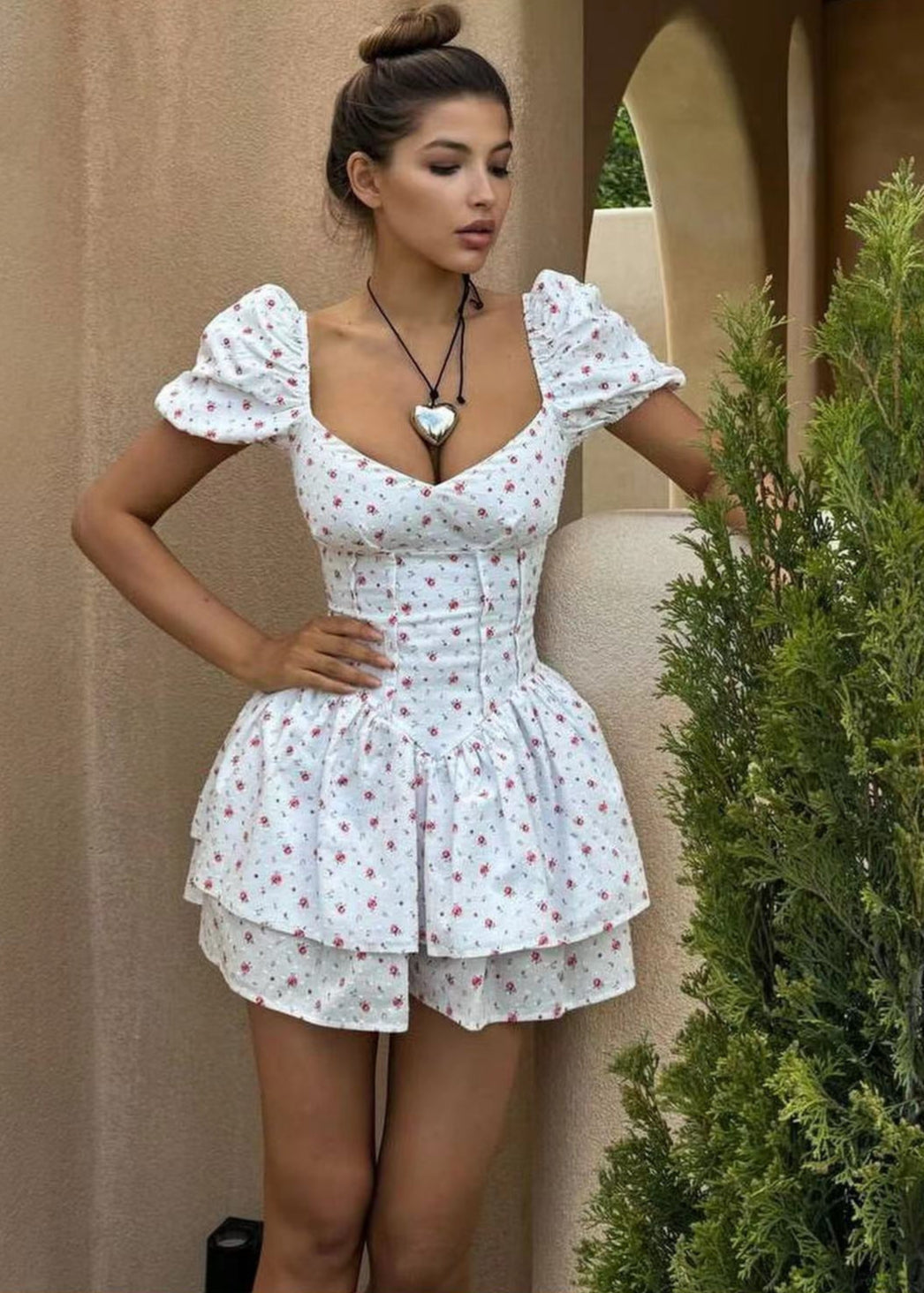 Am��lie Floral Puff Sleeve Mini Dress
