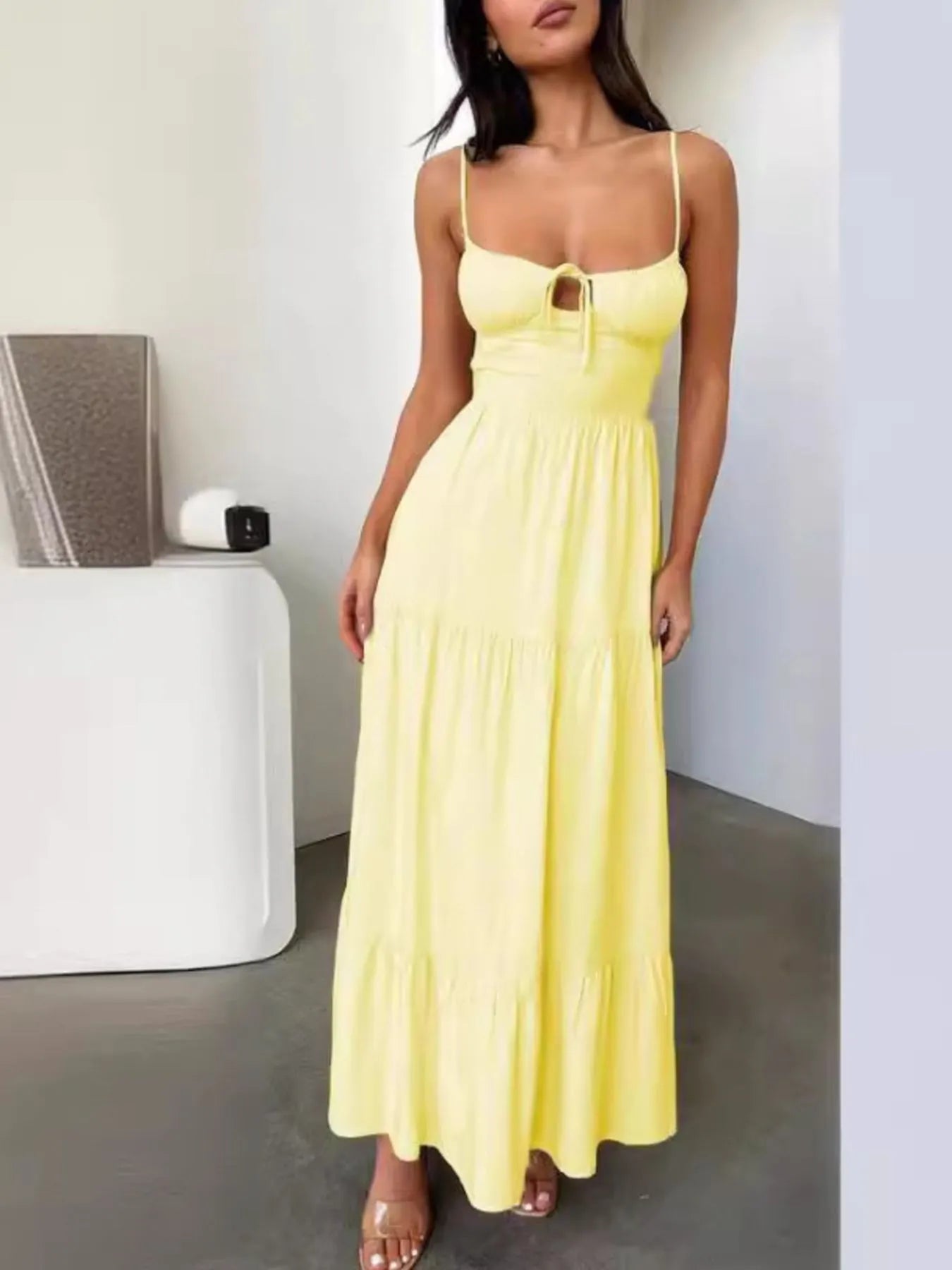 Ludovica Exclusive Strappy Layered Lace Maxi Dress Designer Edit
