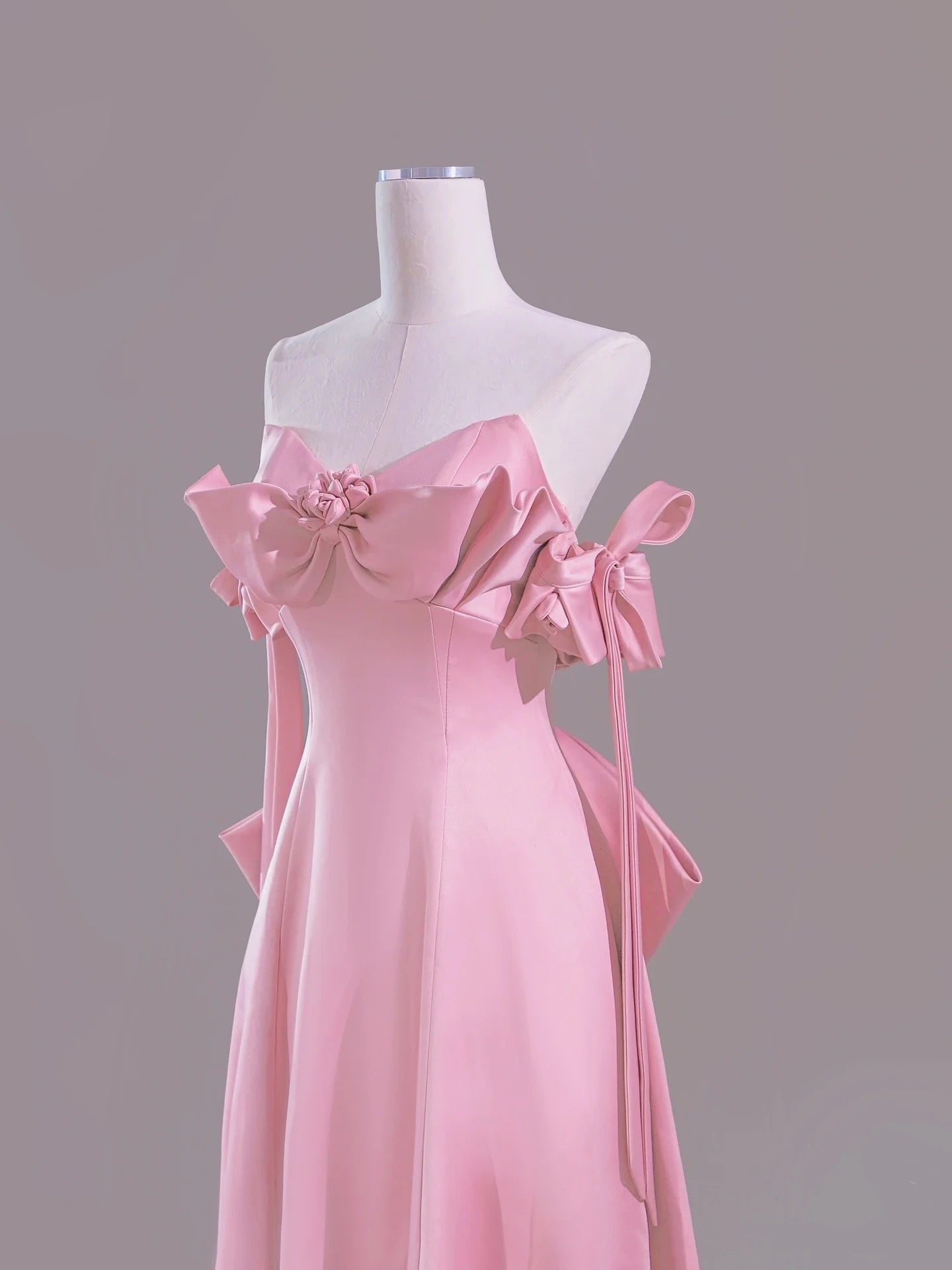 Sexy A Line Sweetheart Pink Satin Long Prom Dress Evening Dress Formal Dress