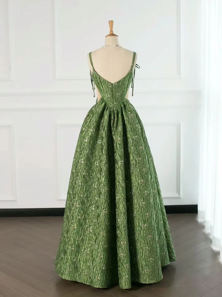 Beautiful Ball Gown Unique Green Long Prom Dress A Line Evening Dress - View 4 | VelvetHem