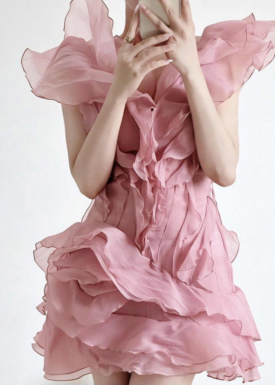 Aurelia Ruffled Organza Mini Dress