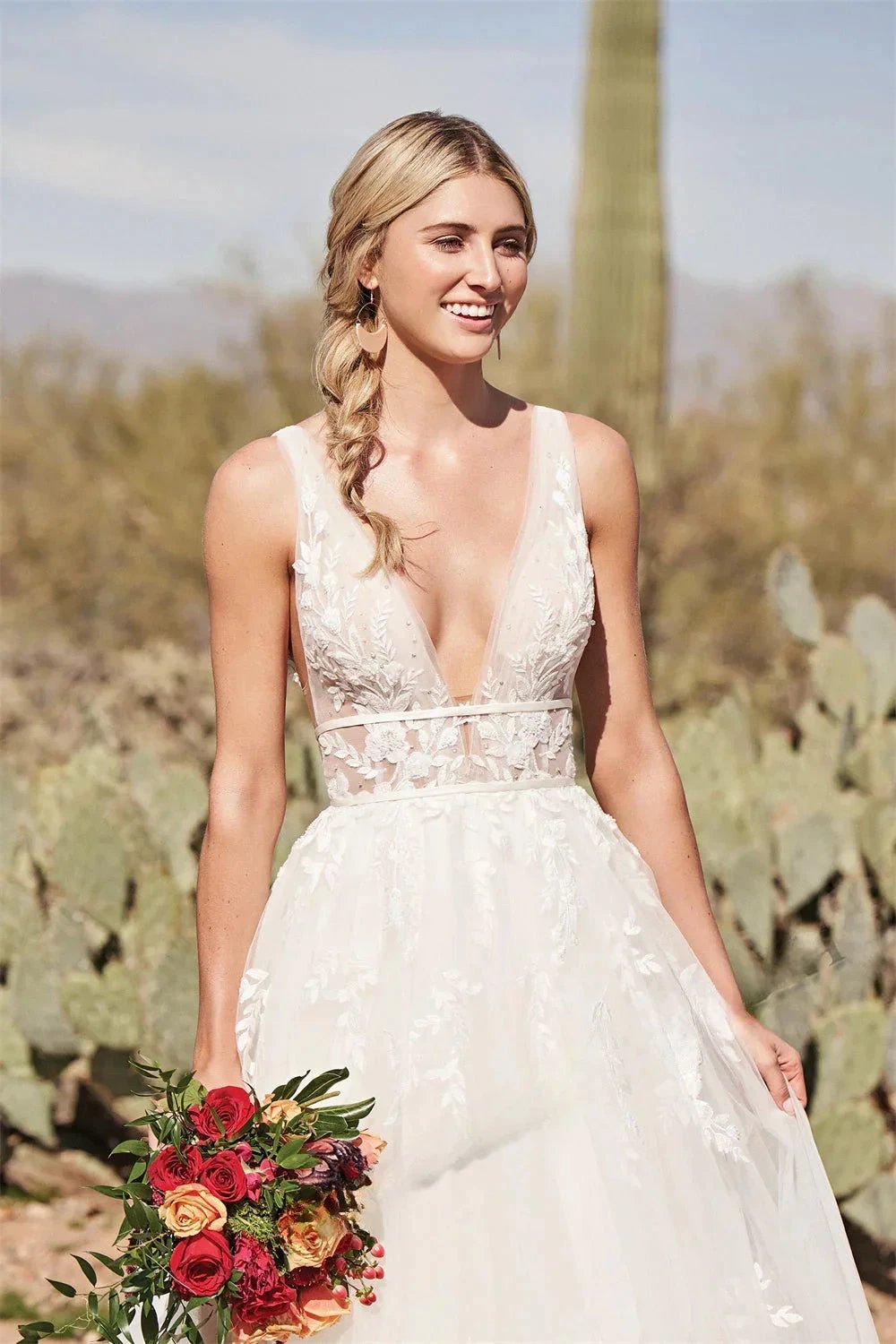 Pastrol Wedding Dresses V-neck Backless Tulle For Women 2023 Bride A-LINE Appliques Vestidos De Novia Made To Order (ZD13385)