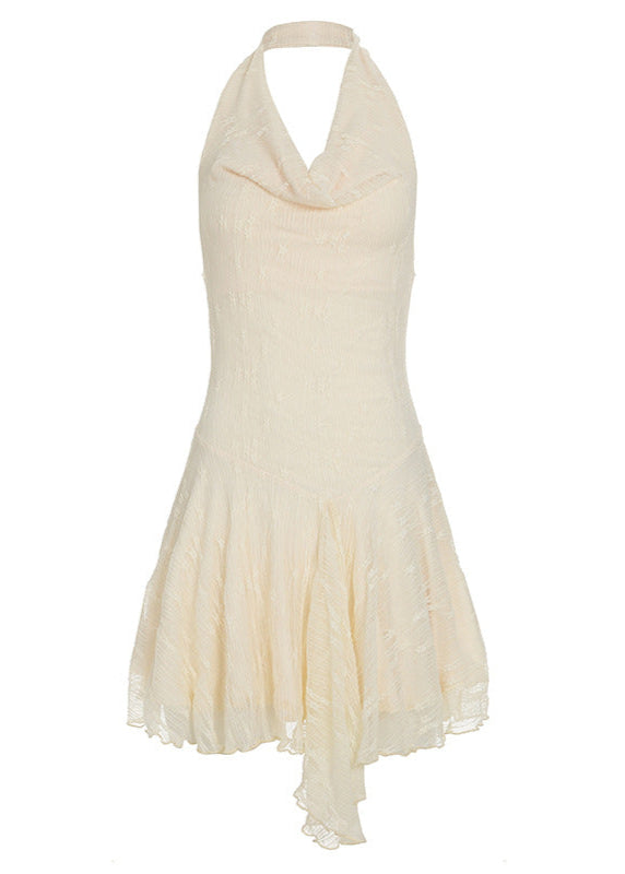 Marina TextuRed Halter Drape Mini Dress