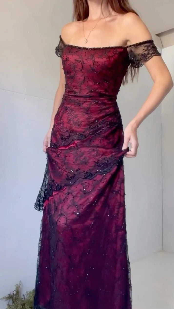 Chic Sheath Strapless Burgundy Tulle Evening Dress Long Prom Dresses - VelvetHem