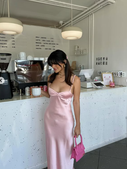 Elegant Pink Satin Long Prom Dress Party Dress - VelvetHem