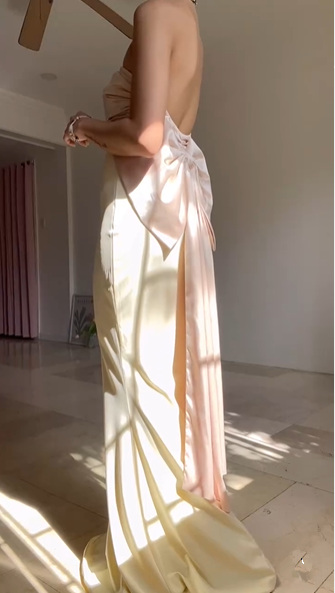 Classy Strapless Satin Mermaid Evening Dress With Bow,Long Party Prom Dress - View 4 | VelvetHem
