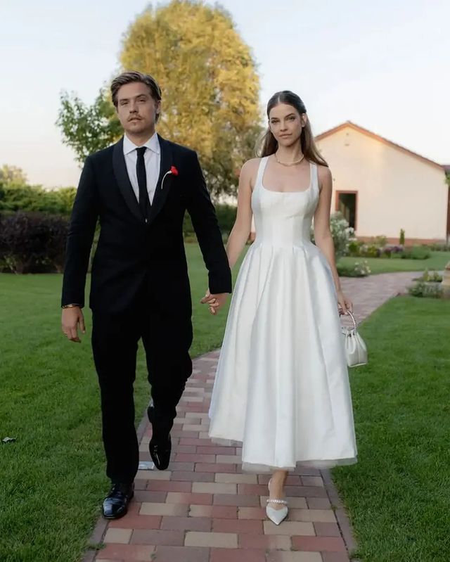 Satin Tulle Midi Wedding Dress, Simple Square Neckline Tea Length Formal Prom Dress fg7288 - View 2 | VelvetHem