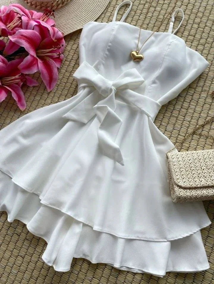 Cute White A-line Mini Homecoming Dress Y2600 by simplepromdress