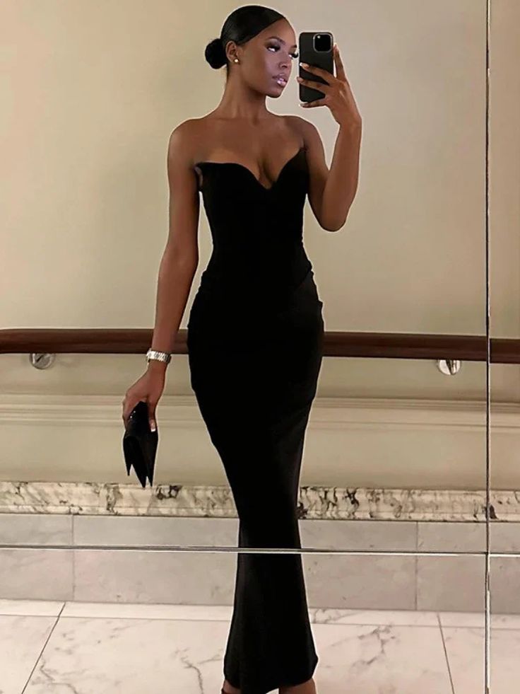 Strapless Prom Dress Black Elegant Evening Party Dress fg7310 - View 2 | VelvetHem