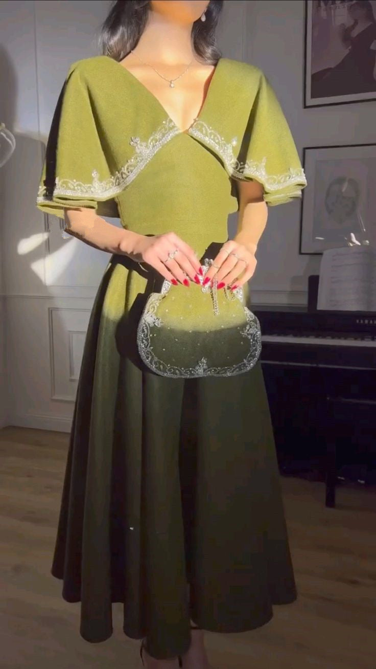 Elegant A line Prom Dress,Green Evening Dress Formal Prom Gown fg7270 - View 9 | VelvetHem