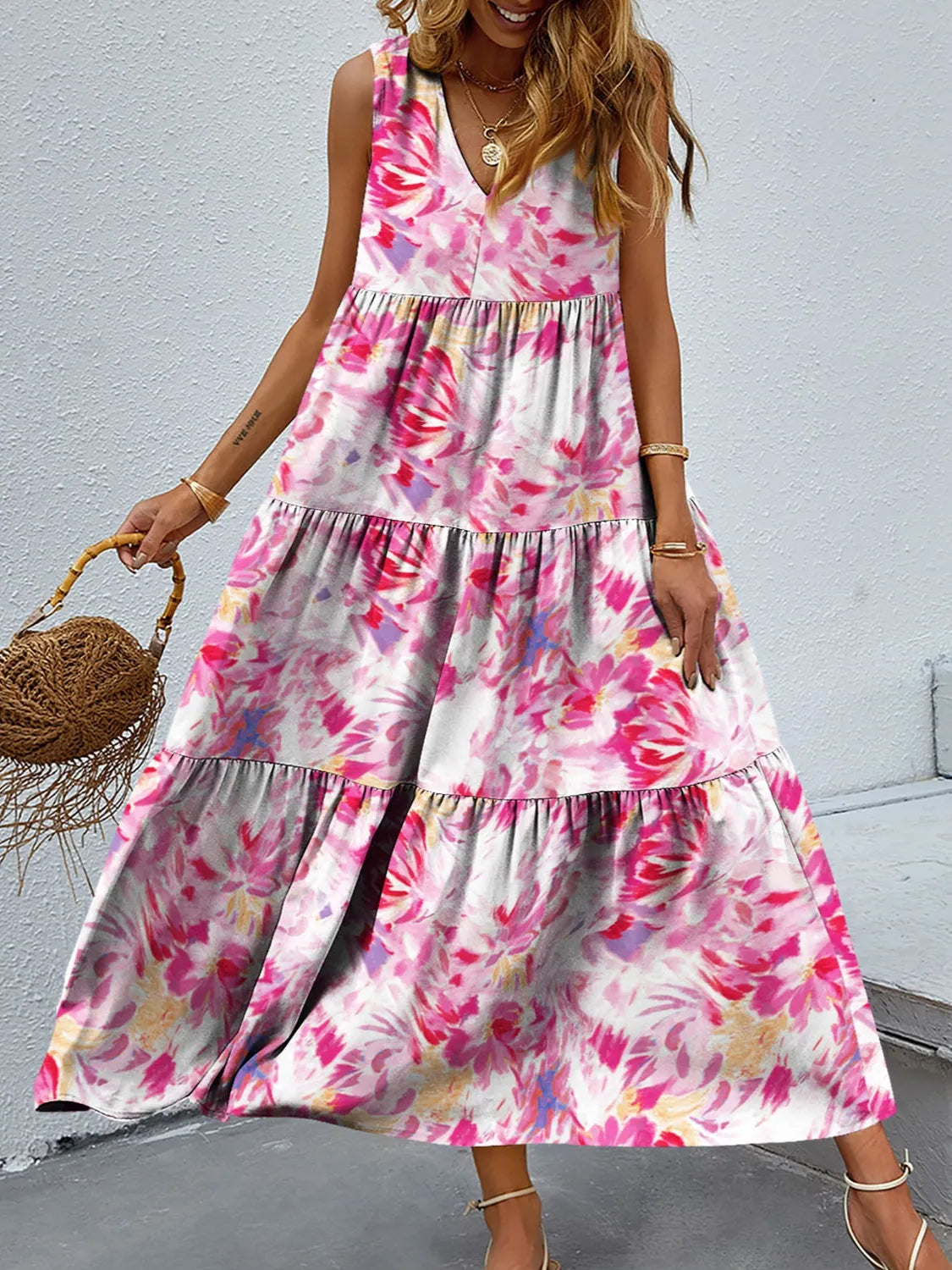Catherine Statement Sleeveless Floral V Neck Maxi Dress Evening Wear Edit
