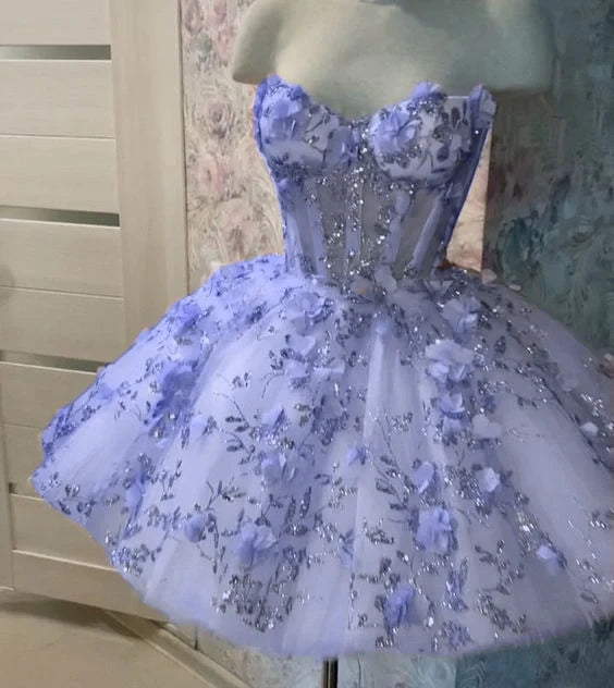 Vintage Short Pink Homecoming Dresses with Flowers
