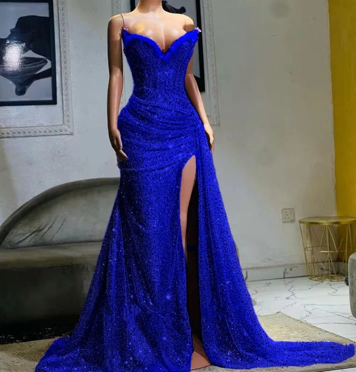 Light Purple High Split Evening Dresses, Sweetheart Mermaid Prom Dresses, Elegant Dresses for Wedding fg6769 - View 4 | VelvetHem
