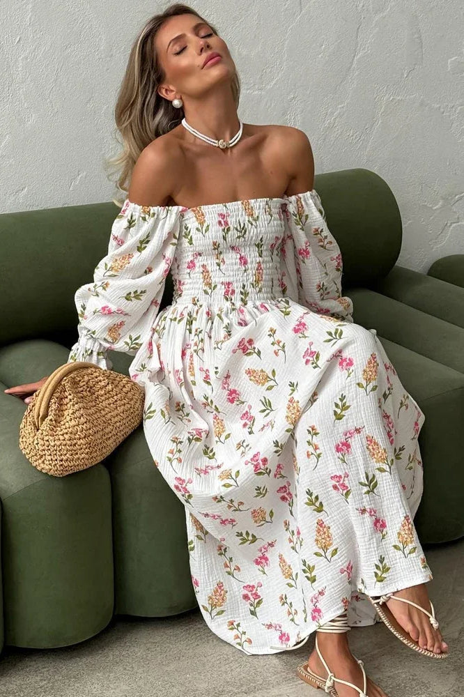 Vintage Ruffle Midi Side Slit Floral Dress - View 8 | VelvetHem
