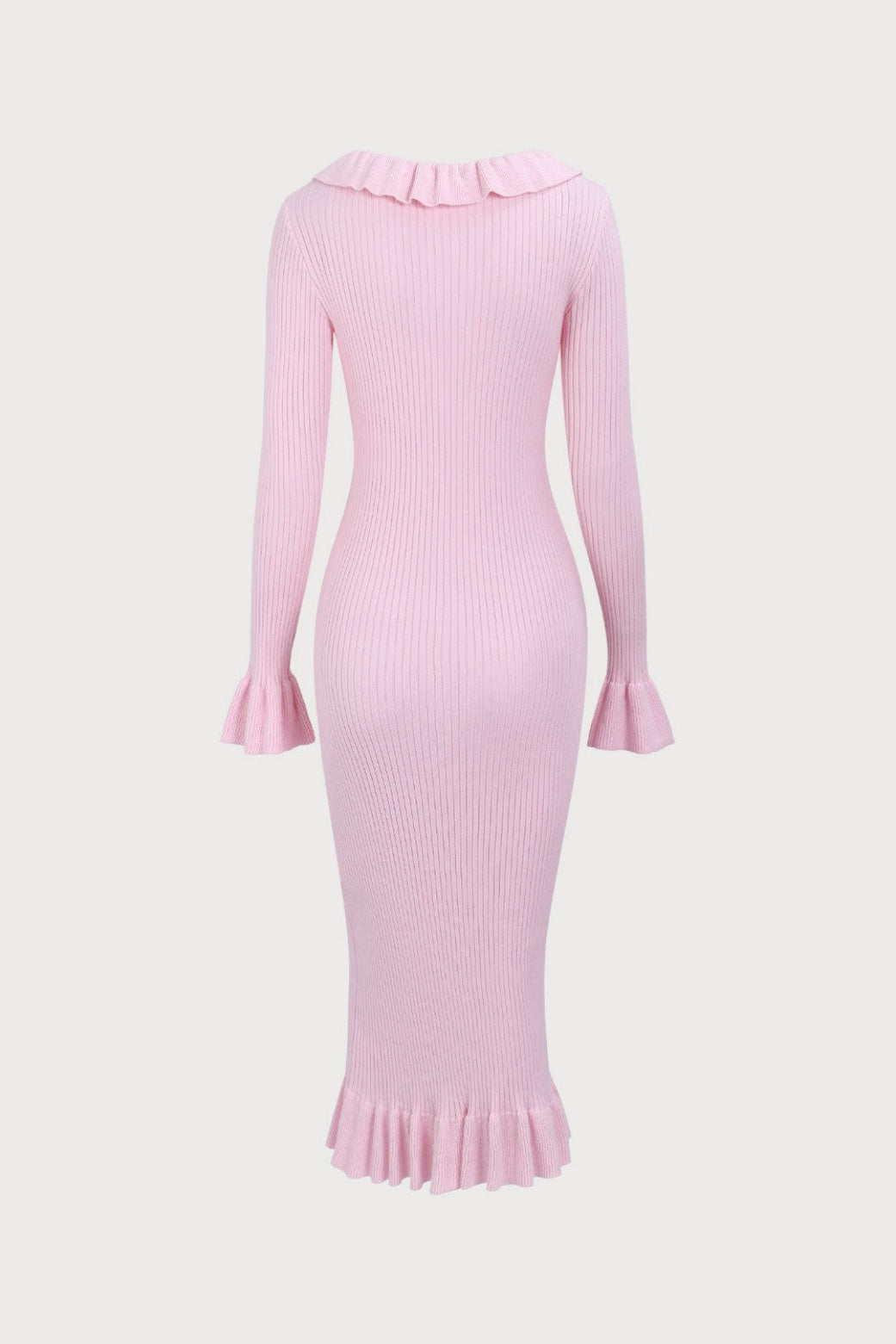 Valerie U Neck Ruffle Midi Knit Dress