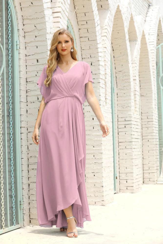 Zapdress Mother of The Bride Dresses Plus Size V-Neck Floor Length Formal Prom Dress for Wedding Guest 28020 (ZD17058) - VelvetHem