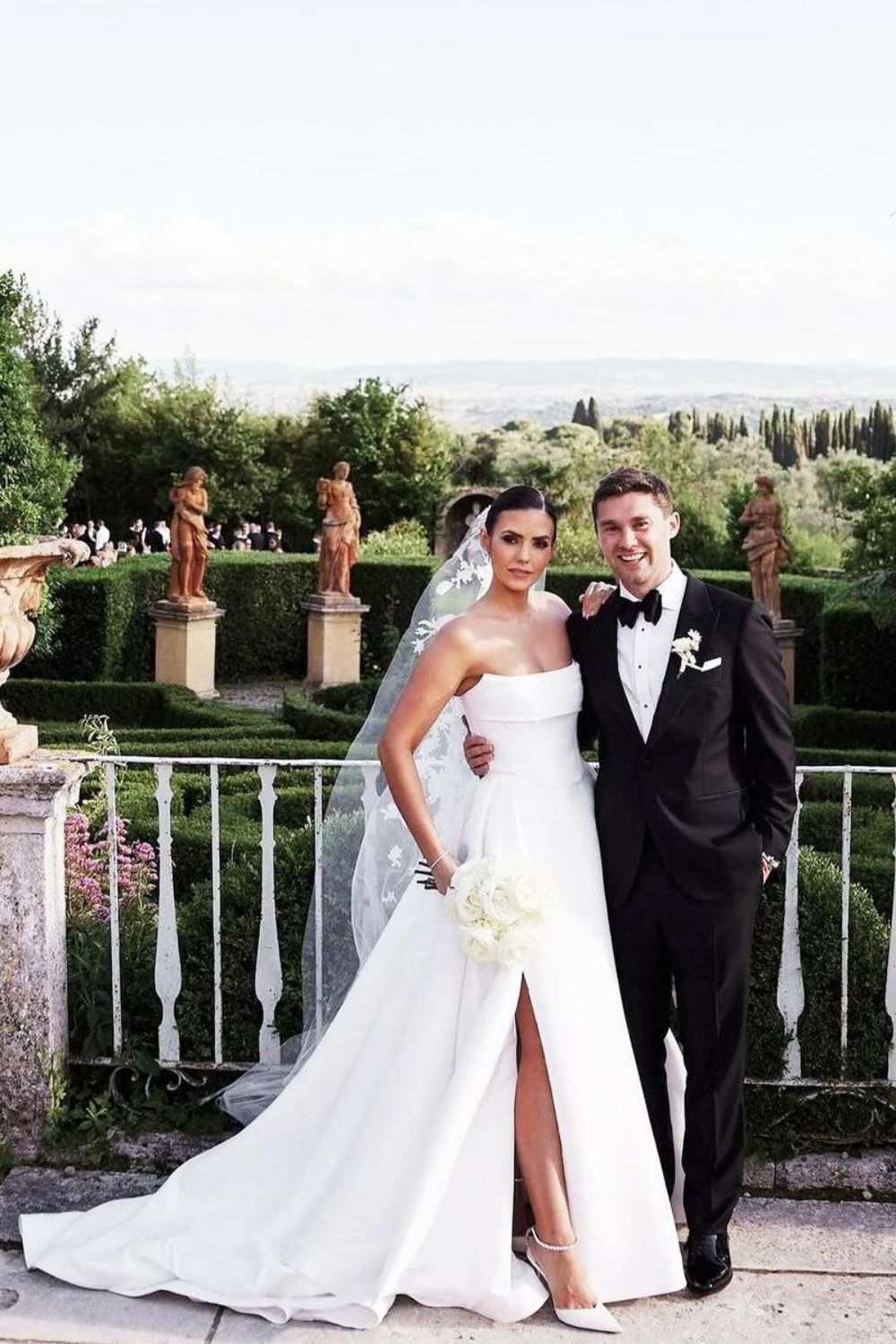 Charming A Line Strapless White Long Wedding Dresses with Split Front - View 2 | VelvetHem
