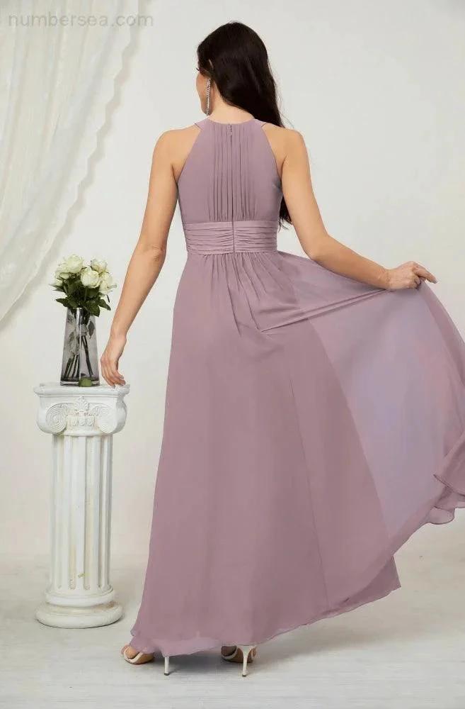 ZapDress Formal Party Gown Dress Chiffon Halter Long Sleeveless Bridesmaid Dresses 2802 (ZD16960)