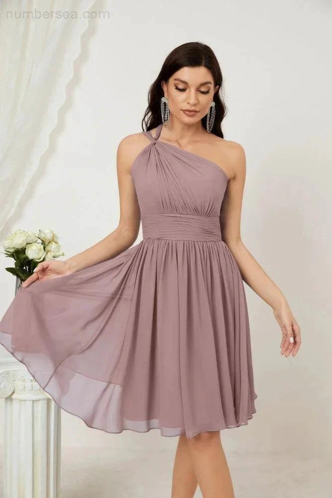 ZapDress Women Chiffon Short One Shoulder Bridesmaid Dress Formal Dresses for Party Homecoming 2804 (ZD16948)
