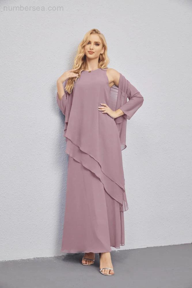 Mother of Bride Dresses with Open Front Lightweight Cardigan Formal Prom Gown 28081 (ZD16990)