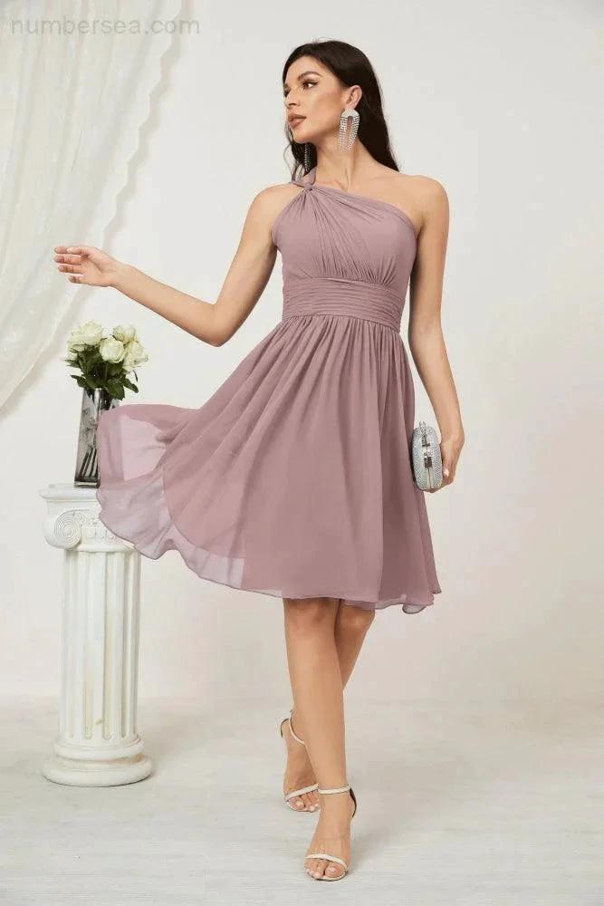 ZapDress Women Chiffon Short One Shoulder Bridesmaid Dress Formal Dresses for Party Homecoming 2804 (ZD16948)