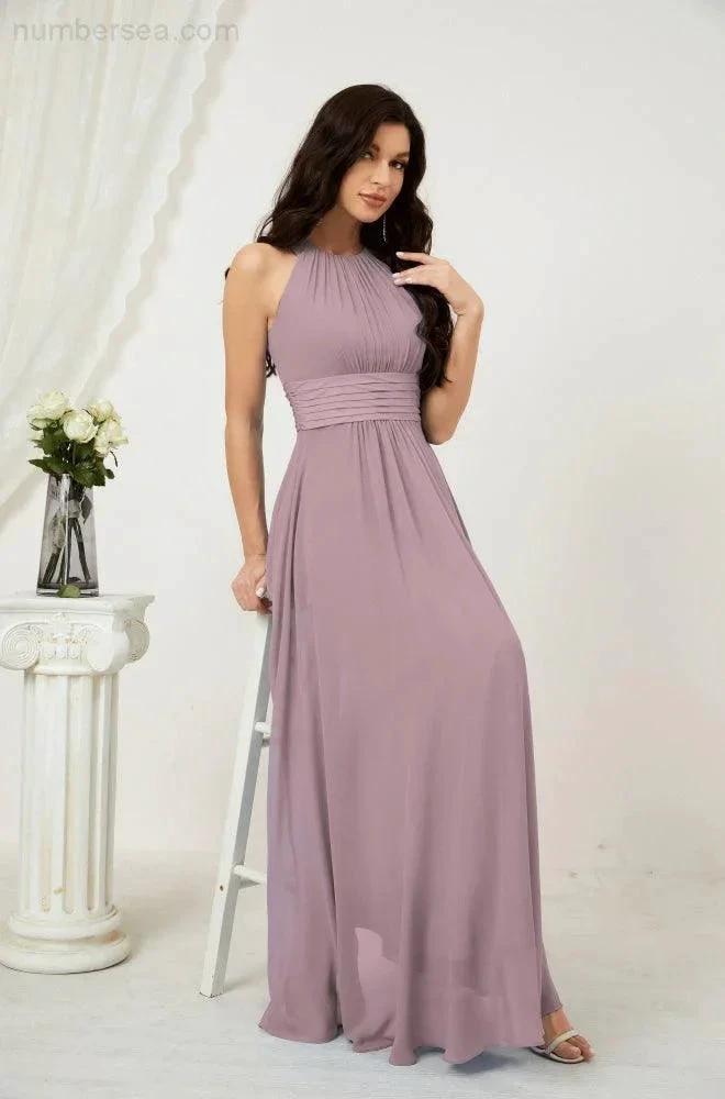 ZapDress Formal Party Gown Dress Chiffon Halter Long Sleeveless Bridesmaid Dresses 2802 (ZD16960)