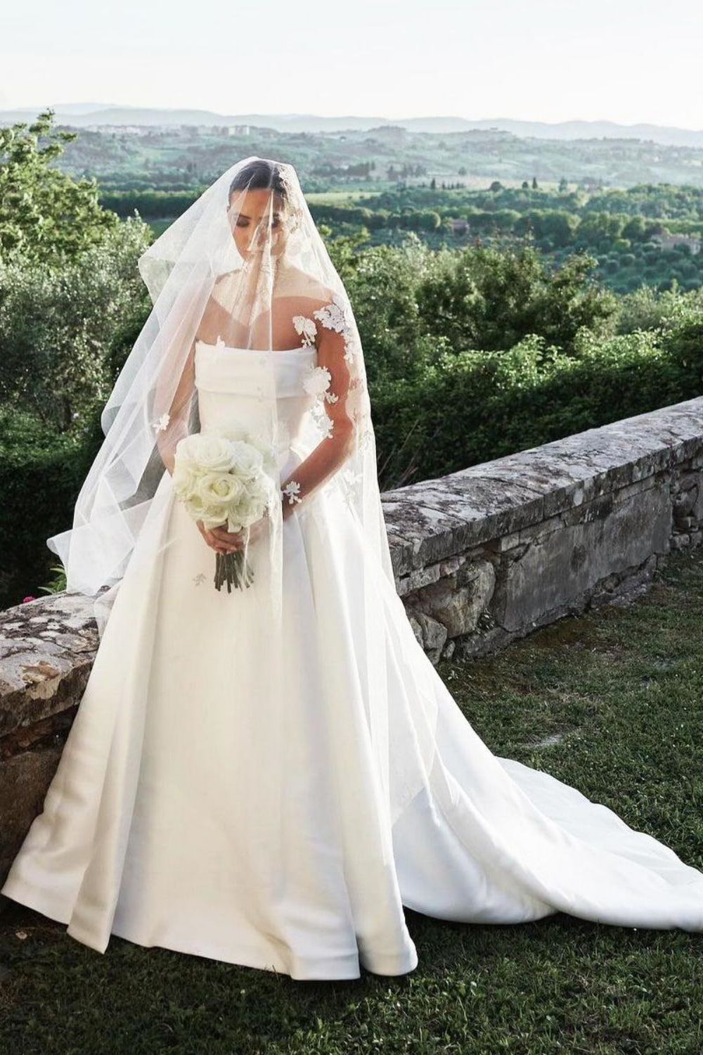 Charming A Line Strapless White Long Wedding Dresses with Split Front - View 3 | VelvetHem