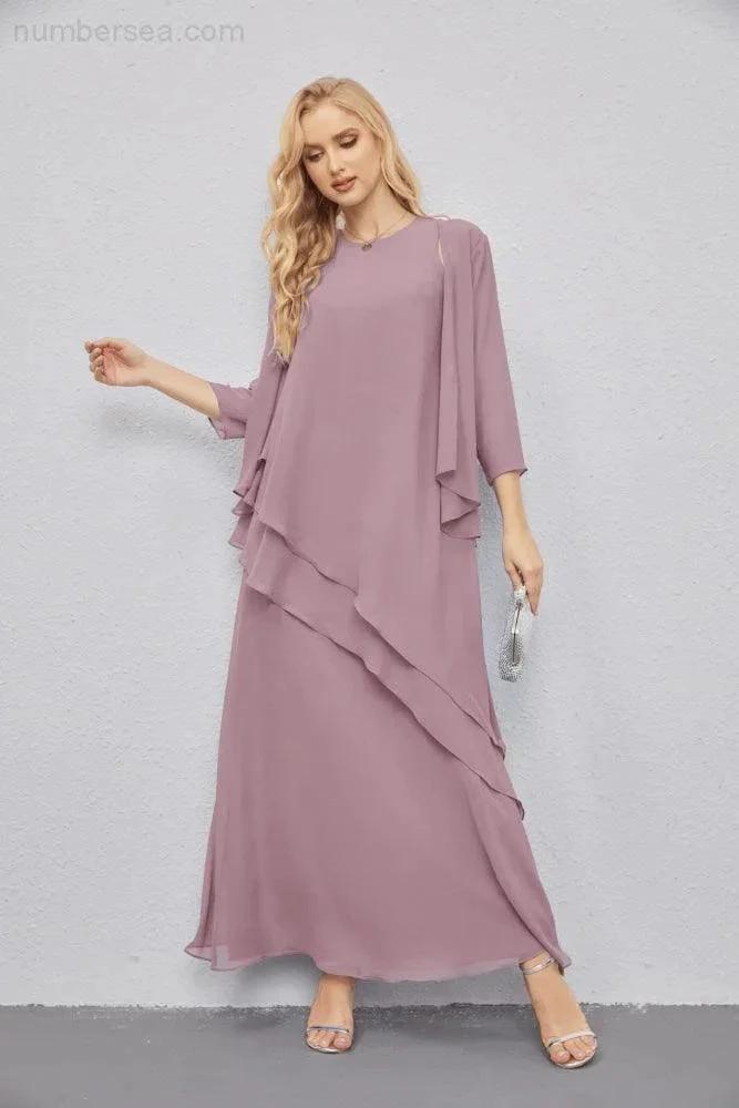 Mother of Bride Dresses with Open Front Lightweight Cardigan Formal Prom Gown 28081 (ZD16990)