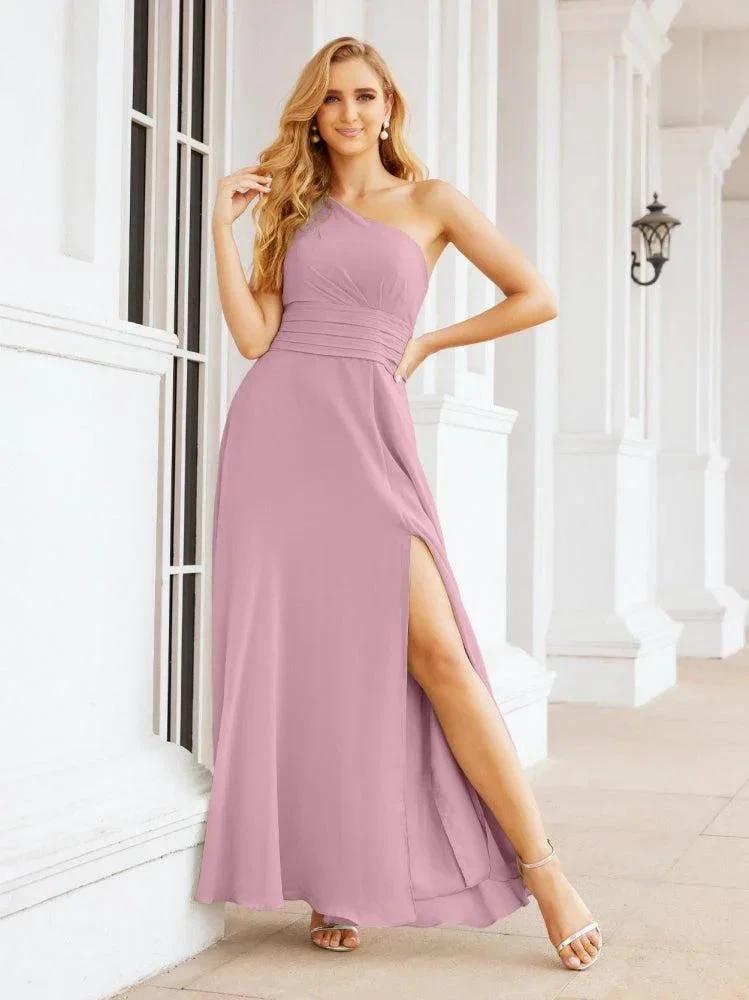 Numbersea One Shoulder Bridesmaid Dresses Long Formal Prom Gowns 28048 by numbersea