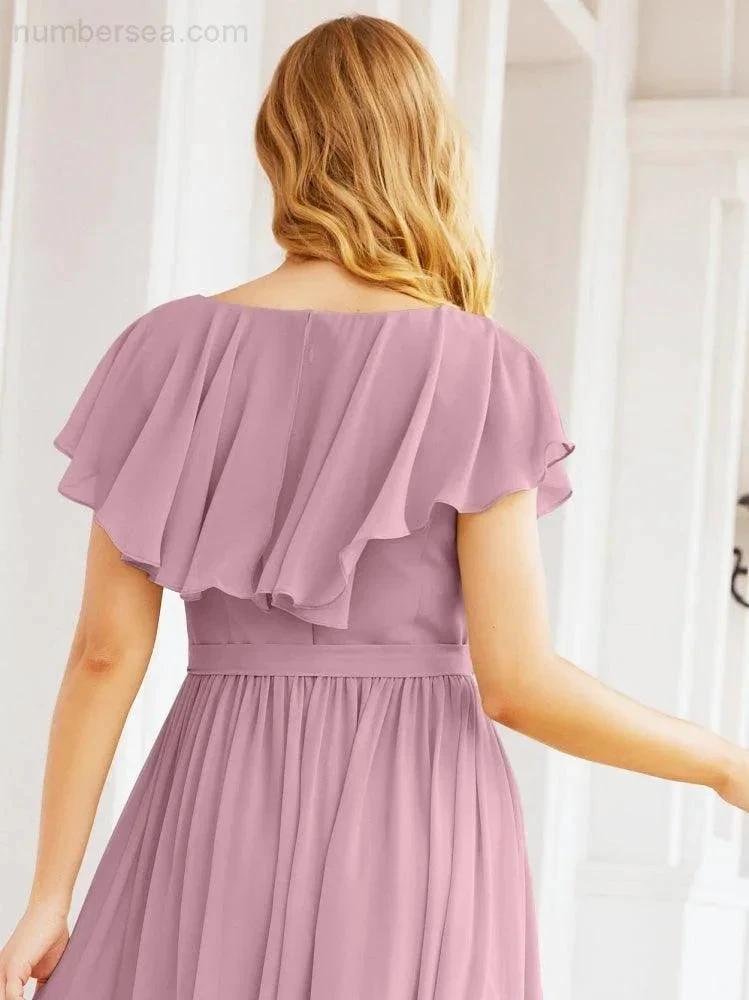 Bridesmaid Dresses with Flutter Sleeves Formal Evening Party Prom Gowns 28044 (ZD17033)