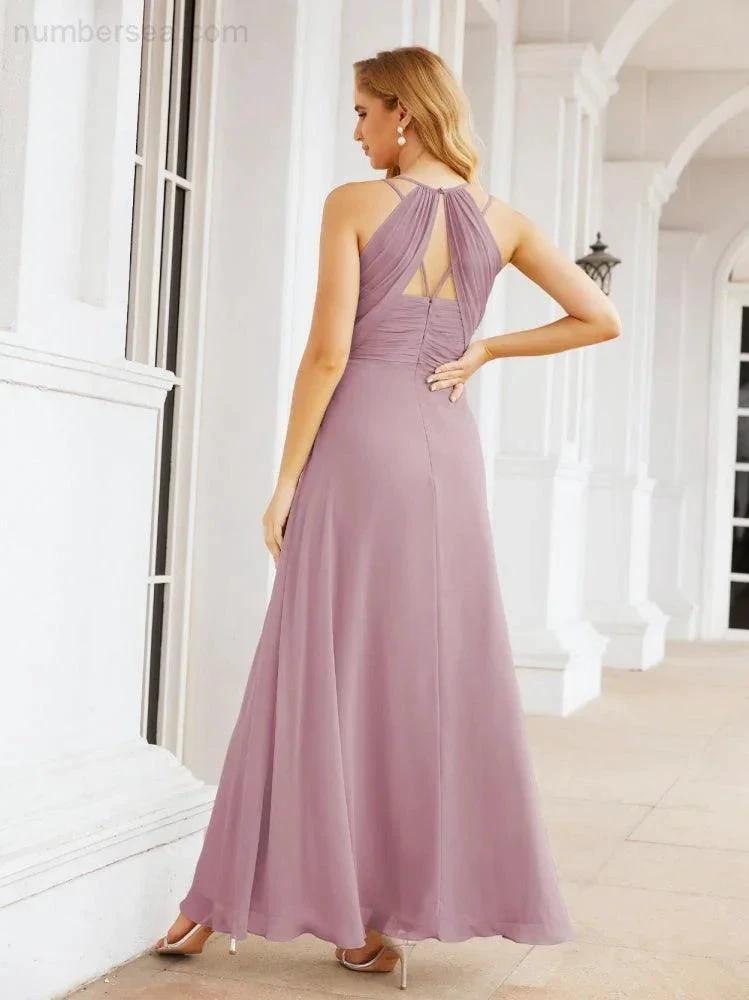 ZapDress Double Spaghetti Straps Bridesmaid Dresses for Women Long Formal Party Dress Side Split 28051 (ZD17036)