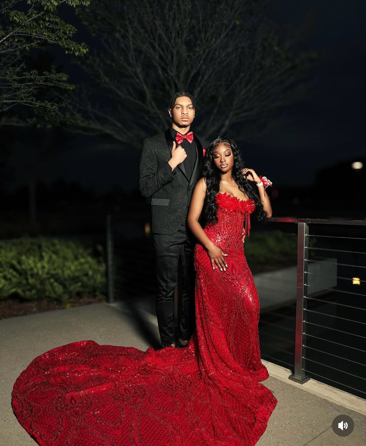 The Ruby Heiress - 2026 Hand-Beaded Crimson Mermaid Gown with Matching Crystal-Encrusted Hooded Veil (ZD17402)