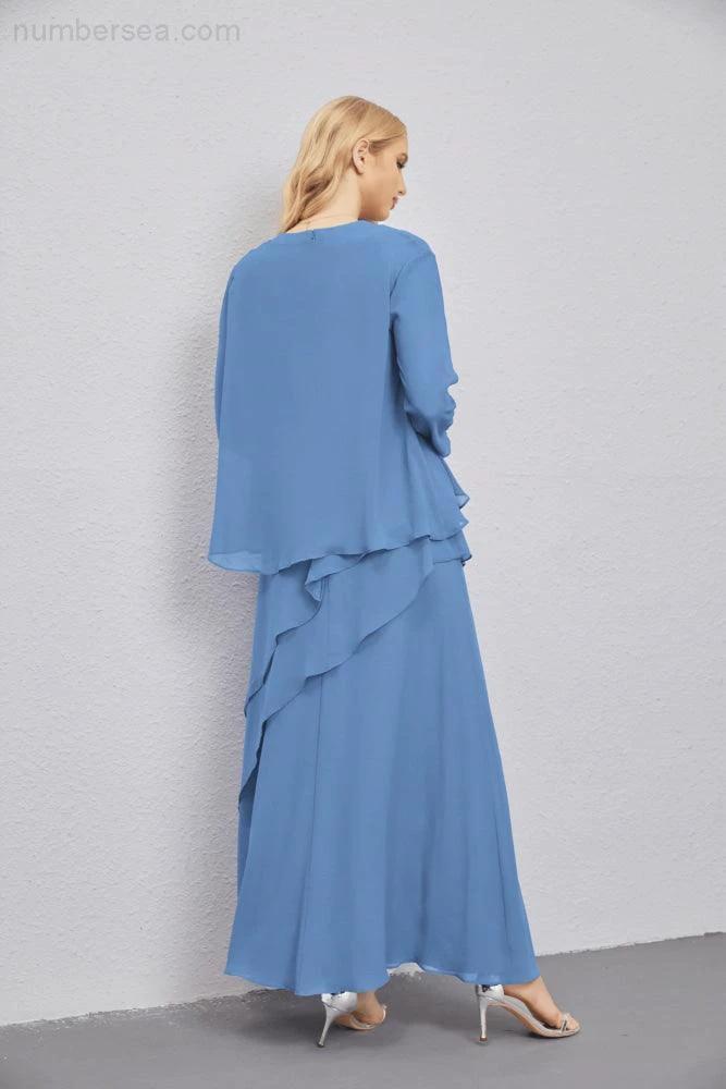 Mother of Bride Dresses with Open Front Lightweight Cardigan Formal Prom Gown 28081 (ZD16990)