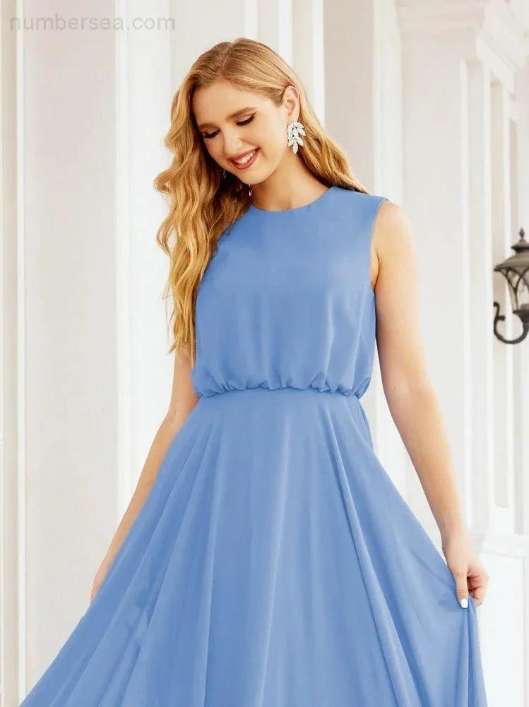 ZapDress Sleeveless Long Bridesmaid Dress A line Formal Evening Prom Gown 28025 (ZD17053)