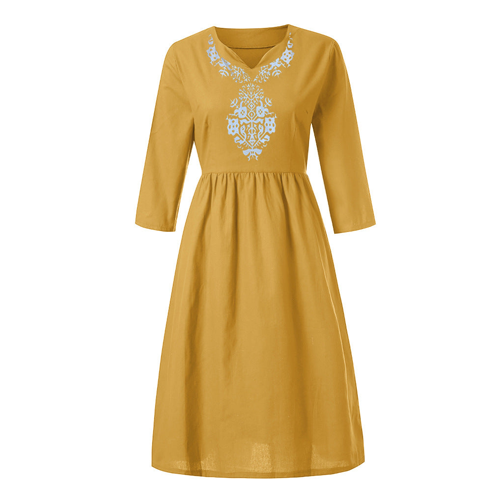 Club Tropicana Embroidered Maxi Dress Yellow