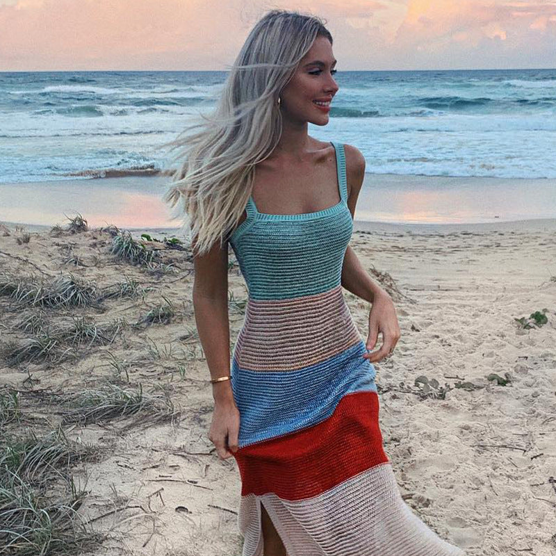 Pretty Sweet Colorblock Crochet Maxi Dress FINAL