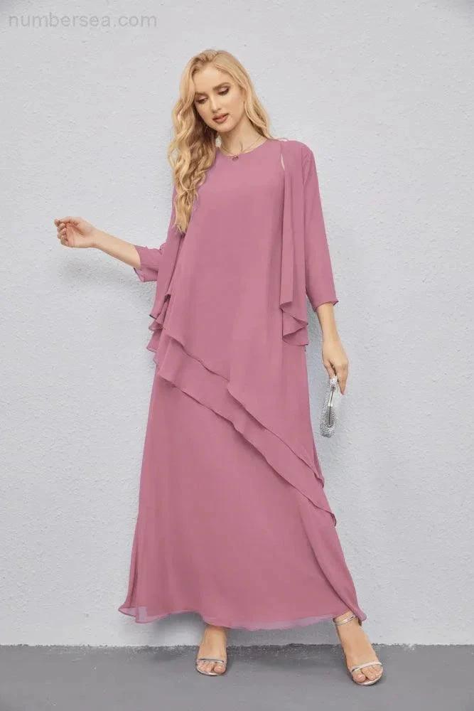 Mother of Bride Dresses with Open Front Lightweight Cardigan Formal Prom Gown 28081 (ZD16990)
